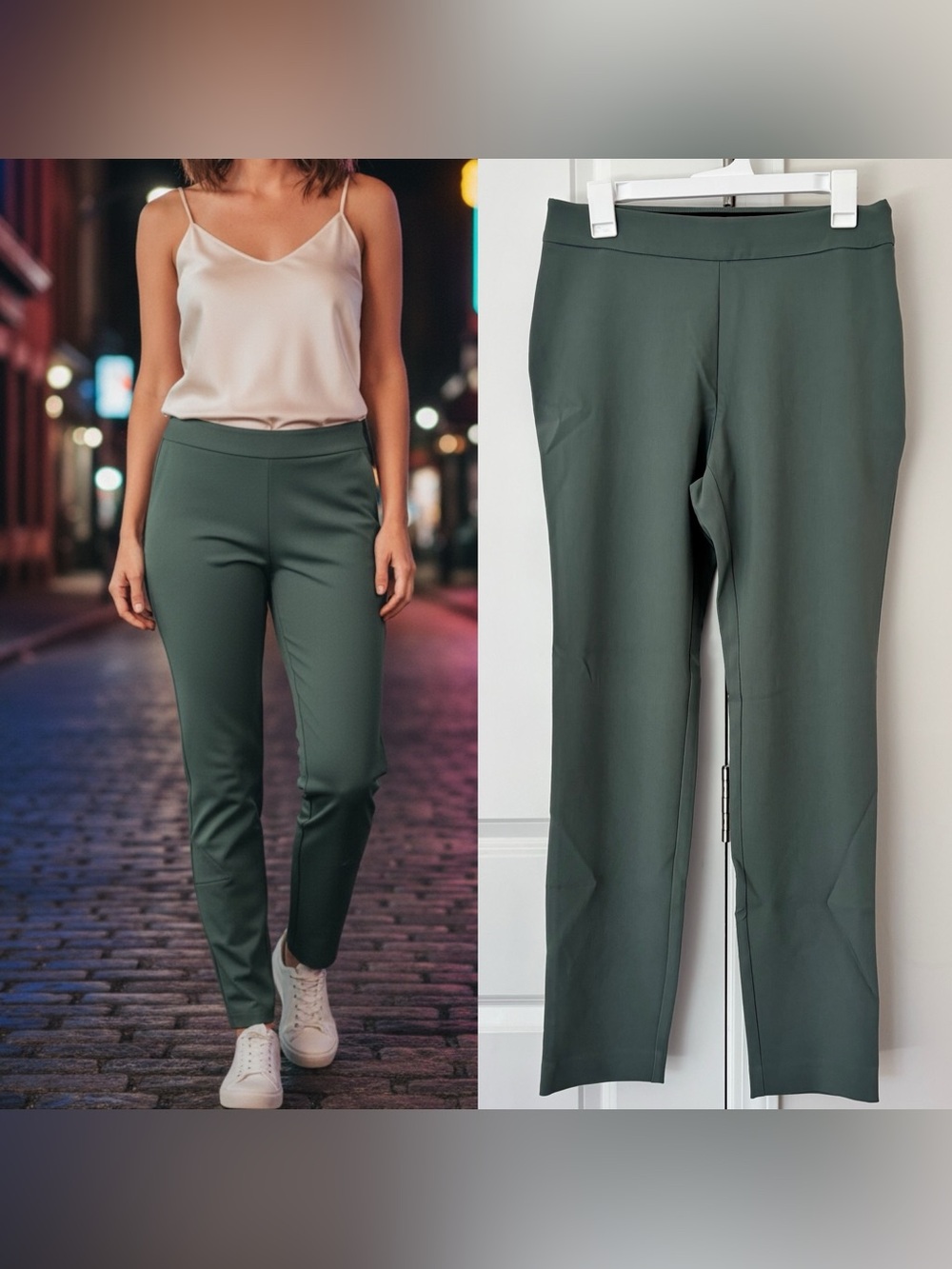 A New Day Olive Green High Rise Casual Dress Skinny Pants - size 8Long